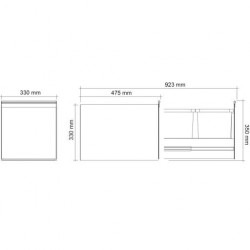 Schéma technique Poubelle 2 bacs en Inox largeur 330mm