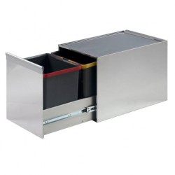 Poubelle 2 bacs en Inox largeur 330mm