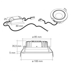 Schéma technique Spot LED inclinable 7W