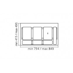 Poubelle tri sélectif 41 L pour meuble de 900mm