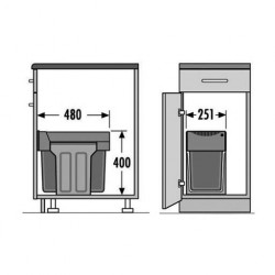 Schéma technique Poubelle coulissante écologique 31L