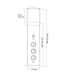 Schéma technique Bloc de 3 ou 4 prises sans interrupteur